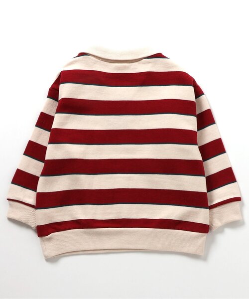 BREEZE（ブリーズ）の「衿付きボーダートレーナー（スウェット・キッズ・ブルー/アイボリー・80/90/100/110/120/130/140/150）」の4枚目の写真