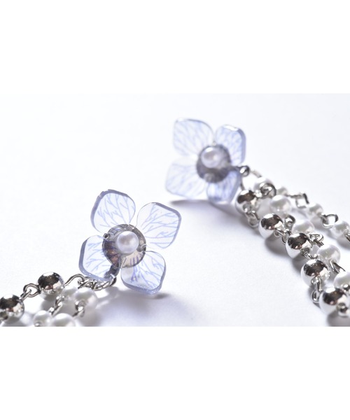 tone（トーン）の「【Astyle】フラワーパールチェーンチタンピアス(MA)（ピアス（両耳用）・レディース・シルバー・FREE）」の3枚目の写真
