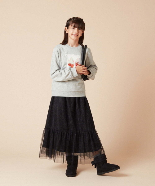 a.v.v（アーヴェヴェ）の「[160]ラメチュールティアードロングスカート（スカート・キッズ・アイボリー/ブラック・160）」の20枚目の写真
