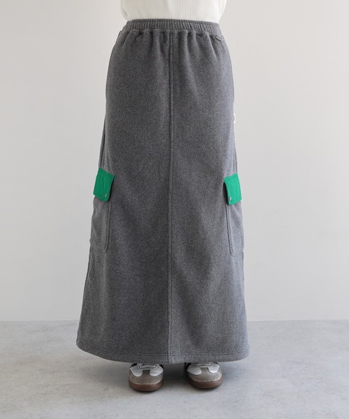 ANME（アンメ）の「フリース2wayカーゴロングスカート（スカート・レディース・杢グレー/ブラック/ネイビー・M/L）」の4枚目の写真