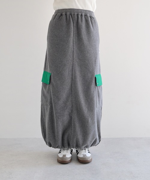 ANME（アンメ）の「フリース2wayカーゴロングスカート（スカート・レディース・杢グレー/ブラック/ネイビー・M/L）」の7枚目の写真