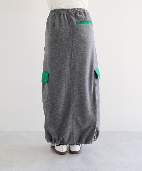 ANME（アンメ）の「フリース2wayカーゴロングスカート（スカート・レディース・杢グレー/ブラック/ネイビー・M/L）」の9枚目の写真