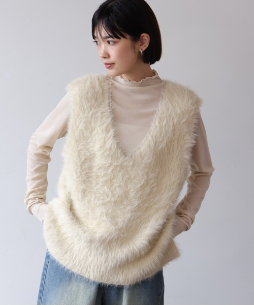 sov. ファッション 美品✨Sov. ソブ ツイードドロストジレ ベスト 羽織