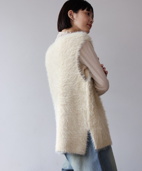 Bou Jeloud(ブージュルード)の「ソウバリシャギーニットベスト(ベスト・レディース・オフホワイト/グレー/ブラック/グレイッシュベージュ・FREE)」の8枚目の写真