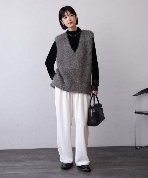 Bou Jeloud(ブージュルード)の「ソウバリシャギーニットベスト(ベスト・レディース・オフホワイト/グレー/ブラック/グレイッシュベージュ・FREE)」の15枚目の写真