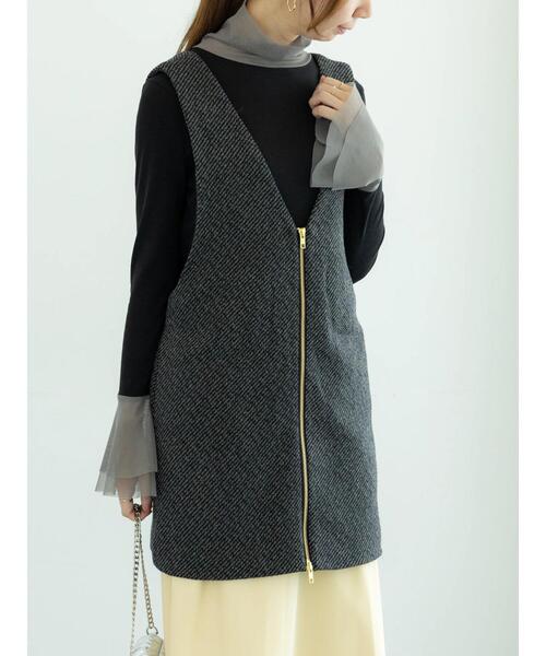 Te chichi（テチチ）の「ダブルジップマルチWAYミドルジレベスト（ベスト・レディース・ブラック/チャコールグレー・F）」の2枚目の写真