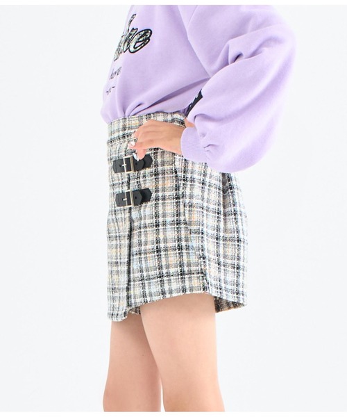 ANAP kids（アナップキッズ）の「ベルトデザイン ツイード スカパン【セットアップ着用可】（スカート・キッズ・ベージュ/ブラック・130cm/110cm/120cm）」の12枚目の写真