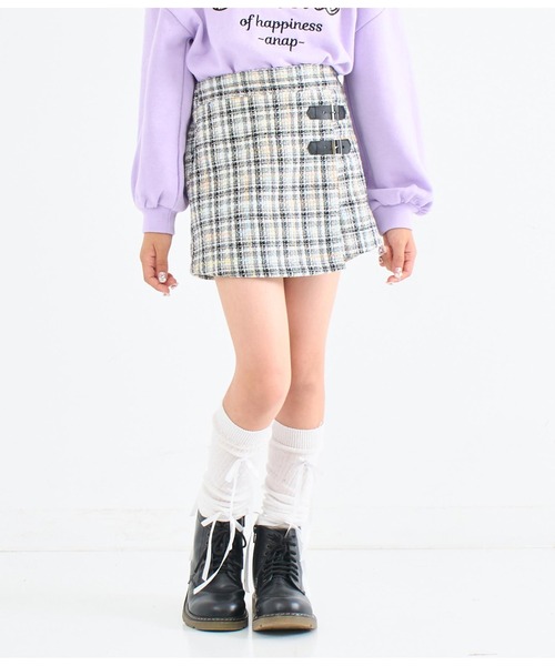 ANAP kids（アナップキッズ）の「ベルトデザイン ツイード スカパン【セットアップ着用可】（スカート・キッズ・ベージュ/ブラック・130cm/110cm/120cm）」の21枚目の写真