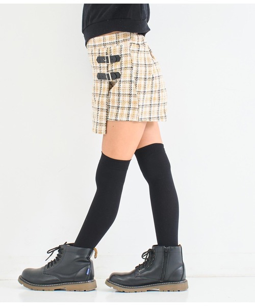 ANAP kids（アナップキッズ）の「ベルトデザイン ツイード スカパン【セットアップ着用可】（スカート・キッズ・ベージュ/ブラック・130cm/110cm/120cm）」の6枚目の写真