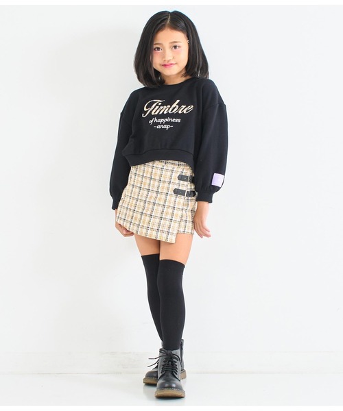 ANAP kids（アナップキッズ）の「ベルトデザイン ツイード スカパン【セットアップ着用可】（スカート・キッズ・ベージュ/ブラック・130cm/110cm/120cm）」の11枚目の写真