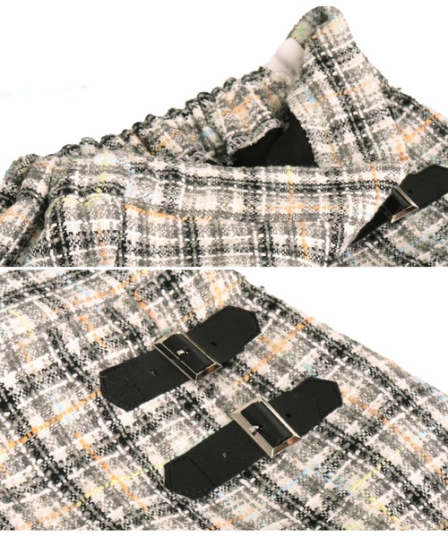 ANAP kids（アナップキッズ）の「ベルトデザイン ツイード スカパン【セットアップ着用可】（スカート・キッズ・ベージュ/ブラック・130cm/110cm/120cm）」の18枚目の写真