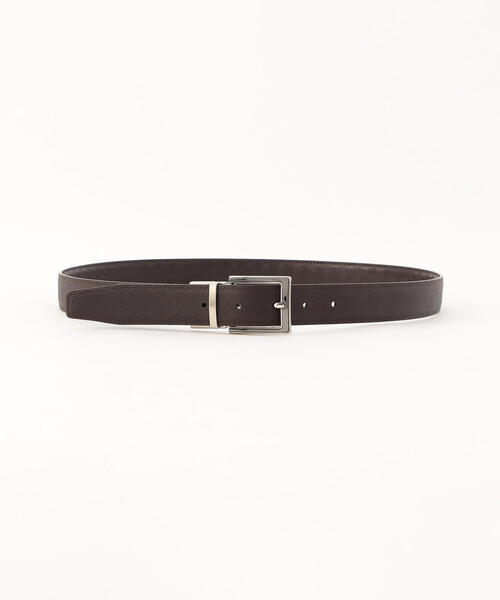 COMME CA ISM（コムサイズム）の「【リバーシブル】市松大柄 ×サフィアーノ型押し ベルト（ベルト・メンズ・ブラック/ダークブラウン・FREE）」の4枚目の写真