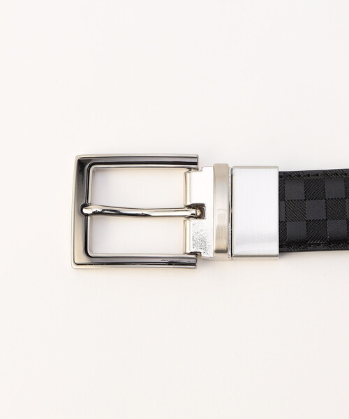 COMME CA ISM（コムサイズム）の「【リバーシブル】市松大柄 ×サフィアーノ型押し ベルト（ベルト・メンズ・ブラック/ダークブラウン・FREE）」の5枚目の写真