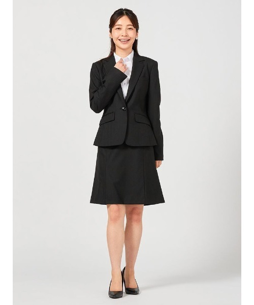 HARUYAMA（ハルヤマ）の「【ウォッシャブル】セミフレアスカート ストレッチ S＆M Knightsbridge ブラック シャドウストライプ 通年【レディース】（スーツスカート・レディース・ブラック・5号/7号/9号/11号/13号/15号/19号/17号）」の3枚目の写真