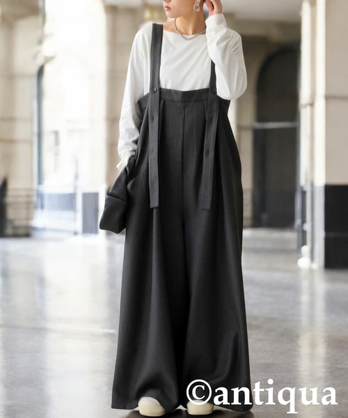 antiqua(アンティカ)の「タックサロペット(サロペット/オーバーオール・レディース・グレー/ブラック・ONESIZE)」の14枚目の写真