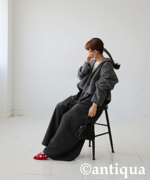 antiqua(アンティカ)の「タックサロペット(サロペット/オーバーオール・レディース・グレー/ブラック・ONESIZE)」の9枚目の写真