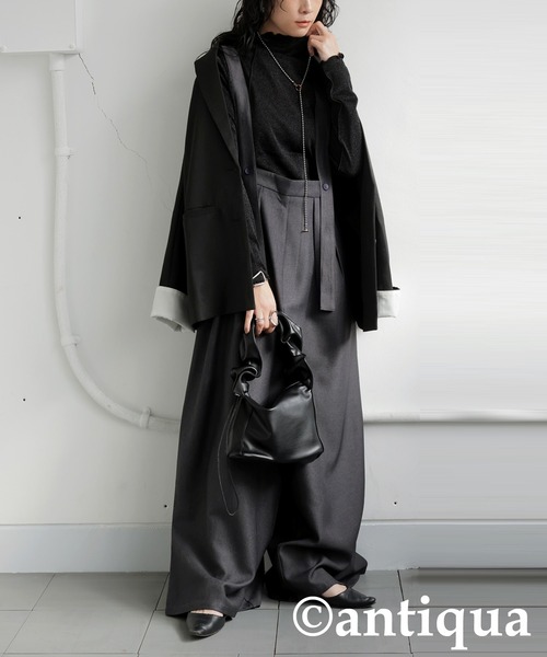 antiqua(アンティカ)の「タックサロペット(サロペット/オーバーオール・レディース・グレー/ブラック・ONESIZE)」の10枚目の写真