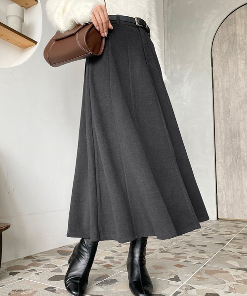 Brunello Cucinelli ウール切替フレアスカート 茶 42 KOEISTORE スカート 膝丈 フレアスカート レディース ロング 春