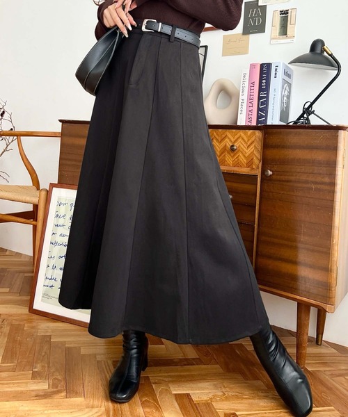 セール】ベルト付きダーツ切替フレアスカート（スカート）｜LOULOU