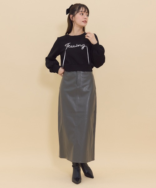 REDYAZEL(レディアゼル)の「レザーロングスカート(スカート・レディース・ダークブラウン/ライトグレー/ブラック・SMALL/MEDIUM)」の4枚目の写真