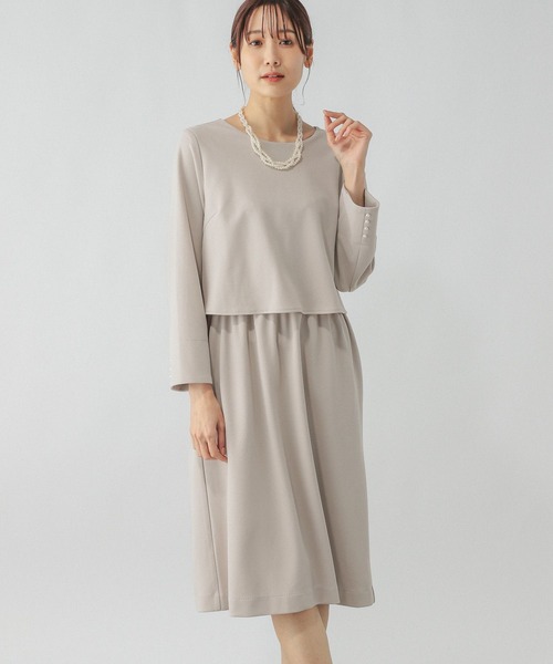 GLOBAL WORK（グローバルワーク）の「スゴラクストレッチドッキングワンピース/133627（ワンピース・レディース・ブラック/グレイッシュベージュ/ネイビー・MEDIUM/LARGE）」の3枚目の写真