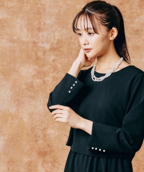 GLOBAL WORK（グローバルワーク）の「スゴラクストレッチドッキングワンピース/133627（ワンピース・レディース・ブラック/グレイッシュベージュ/ネイビー・MEDIUM/LARGE）」の10枚目の写真