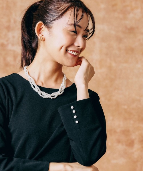 GLOBAL WORK（グローバルワーク）の「スゴラクストレッチドッキングワンピース/133627（ワンピース・レディース・ブラック/グレイッシュベージュ/ネイビー・MEDIUM/LARGE）」の11枚目の写真