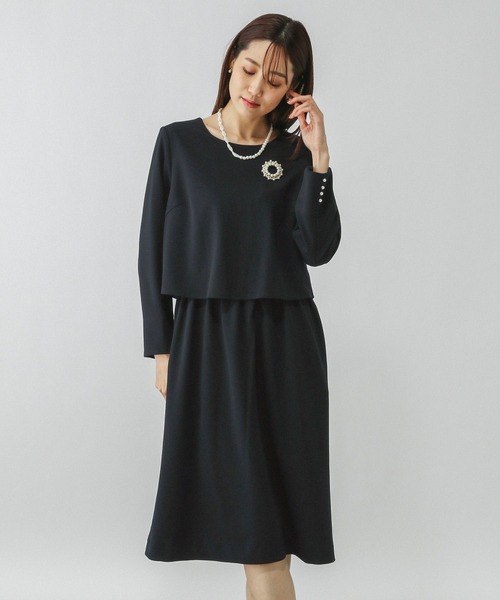 GLOBAL WORK（グローバルワーク）の「スゴラクストレッチドッキングワンピース/133627（ワンピース・レディース・ブラック/グレイッシュベージュ/ネイビー・MEDIUM/LARGE）」の18枚目の写真