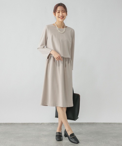 GLOBAL WORK（グローバルワーク）の「スゴラクストレッチドッキングワンピース/133627（ワンピース・レディース・ブラック/グレイッシュベージュ/ネイビー・MEDIUM/LARGE）」の19枚目の写真