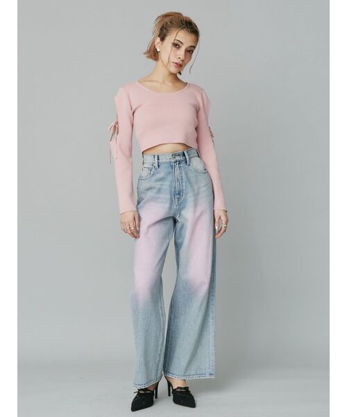 EVRIS（エヴリス）の「カラールーズワイドデニムパンツ（デニムパンツ・レディース・ブラック/ブルー・MEDIUM/SMALL）」の5枚目の写真