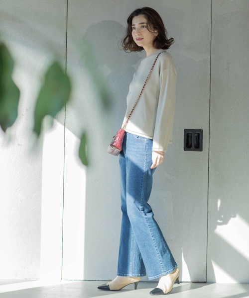 OPAQUE.CLIP(オペークドットクリップ)の「《SS-LLサイズ》ストレッチセミフレアデニム【洗濯機洗い可】(デニムパンツ・レディース・ブルー系その他/ネイビー/ライトブルー・36/38/40/34/42)」の9枚目の写真