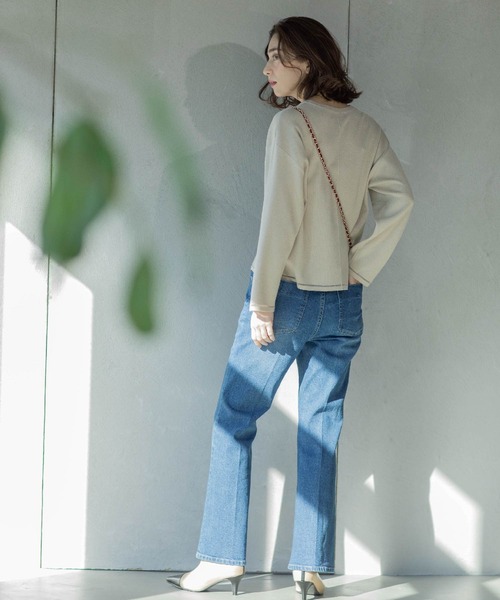 OPAQUE.CLIP(オペークドットクリップ)の「《SS-LLサイズ》ストレッチセミフレアデニム【洗濯機洗い可】(デニムパンツ・レディース・ブルー系その他/ネイビー/ライトブルー・36/38/40/34/42)」の10枚目の写真