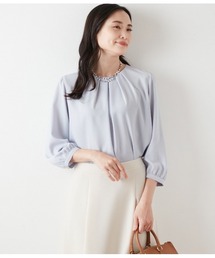 NEWYORKER | マットサテン 7分袖タックブラウス(シャツ/ブラウス)