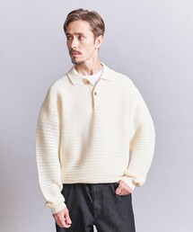 ドロップ ボーダー ニット ポロ ‐ウォッシャブル‐