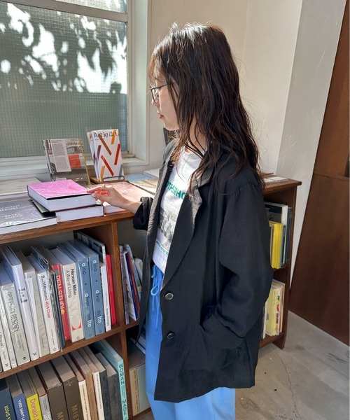 PILIT（ピリット）の「リネンテーラードジャケット（テーラードジャケット・レディース・ブラック/アイボリー/ピンク/ブルー・MEDIUM）」の19枚目の写真