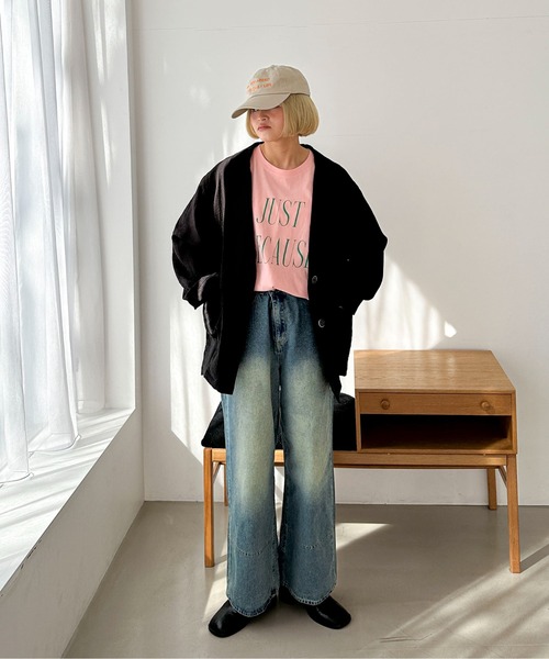 PILIT（ピリット）の「リネンテーラードジャケット（テーラードジャケット・レディース・ブラック/アイボリー/ピンク/ブルー・MEDIUM）」の22枚目の写真