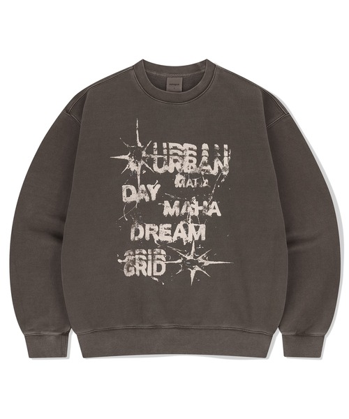 MAHAGRID(マハグリッド)の「『mahagrid/マハグリッド』 URBAN PIGMENT SWEATSHIRT/アーバン ピグメント スウェットシャツ(スウェット・レディース・ブラウン/チャコールグレー・XL/L/M)」の1枚目の写真
