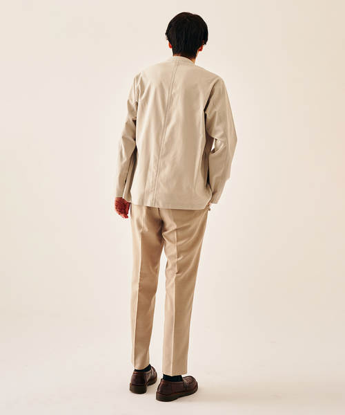 417 EDIFICE（フォーワンセブンエディフィス）の「Reflax PBT ウェザーst ジャケット（ノーカラージャケット・メンズ・ベージュ/ブラック/チャコールグレー/ネイビー・LARGE/MEDIUM/SMALL）」の5枚目の写真