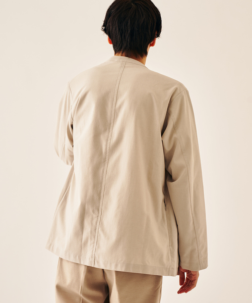 417 EDIFICE（フォーワンセブンエディフィス）の「Reflax PBT ウェザーst ジャケット（ノーカラージャケット・メンズ・ベージュ/ブラック/チャコールグレー/ネイビー・LARGE/MEDIUM/SMALL）」の10枚目の写真