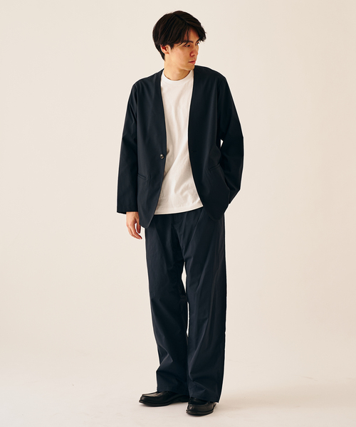 417 EDIFICE（フォーワンセブンエディフィス）の「Reflax PBT ウェザーst ジャケット（ノーカラージャケット・メンズ・ベージュ/ブラック/チャコールグレー/ネイビー・LARGE/MEDIUM/SMALL）」の14枚目の写真