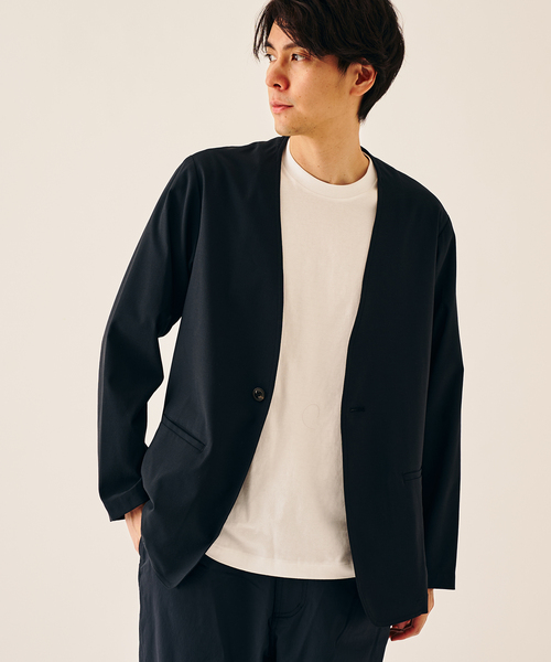 417 EDIFICE（フォーワンセブンエディフィス）の「Reflax PBT ウェザーst ジャケット（ノーカラージャケット・メンズ・ベージュ/ブラック/チャコールグレー/ネイビー・LARGE/MEDIUM/SMALL）」の17枚目の写真