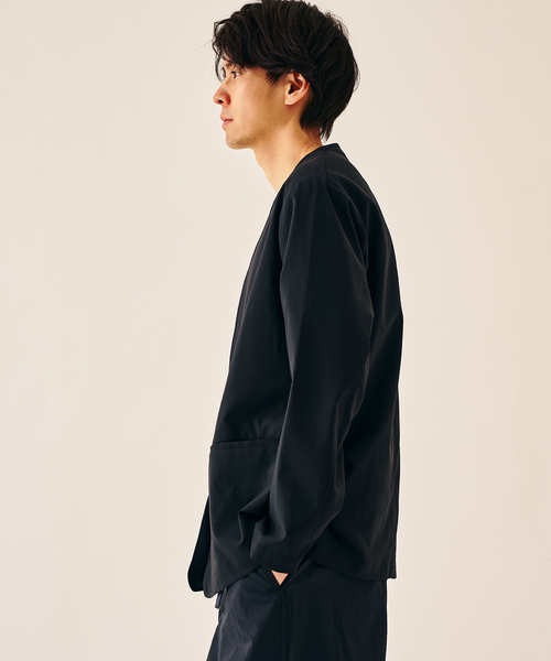 417 EDIFICE（フォーワンセブンエディフィス）の「Reflax PBT ウェザーst ジャケット（ノーカラージャケット・メンズ・ベージュ/ブラック/チャコールグレー/ネイビー・LARGE/MEDIUM/SMALL）」の18枚目の写真