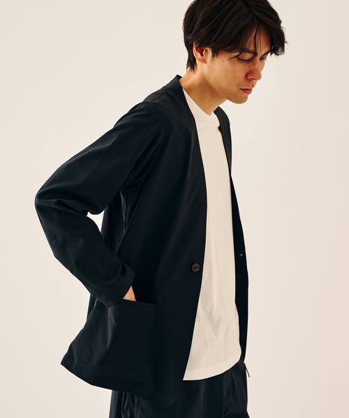 417 EDIFICE（フォーワンセブンエディフィス）の「Reflax PBT ウェザーst ジャケット（ノーカラージャケット・メンズ・ベージュ/ブラック/チャコールグレー/ネイビー・LARGE/MEDIUM/SMALL）」の20枚目の写真