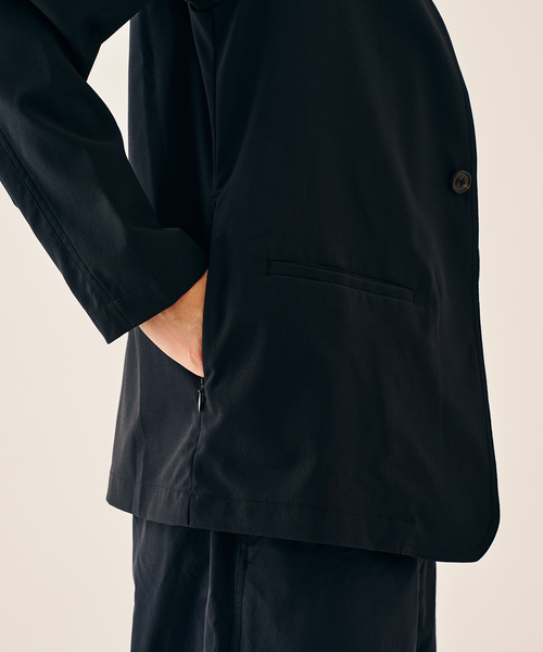 417 EDIFICE（フォーワンセブンエディフィス）の「Reflax PBT ウェザーst ジャケット（ノーカラージャケット・メンズ・ベージュ/ブラック/チャコールグレー/ネイビー・LARGE/MEDIUM/SMALL）」の21枚目の写真