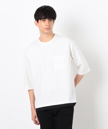 COMME CA ISM | 七分袖 フェイクレイヤード クルーネックＴシャツ(Tシャツ/カットソー)