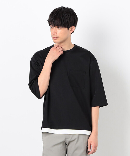 COMME CA ISM(コムサイズム)の「七分袖 フェイクレイヤード クルーネックTシャツ(Tシャツ/カットソー・メンズ・ブラック/ブルー/ネイビー/ホワイト・MEDIUM/LARGE/X-LARGE)」の10枚目の写真