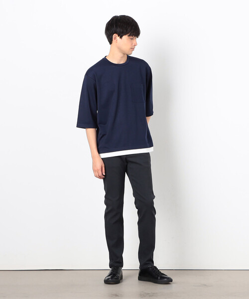 COMME CA ISM(コムサイズム)の「七分袖 フェイクレイヤード クルーネックTシャツ(Tシャツ/カットソー・メンズ・ブラック/ブルー/ネイビー/ホワイト・MEDIUM/LARGE/X-LARGE)」の12枚目の写真