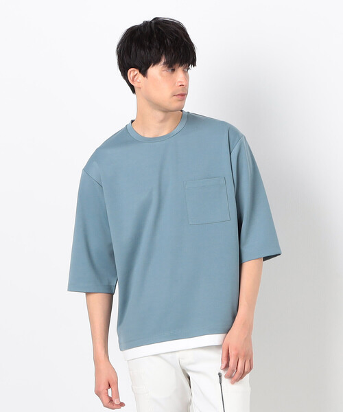 COMME CA ISM(コムサイズム)の「七分袖 フェイクレイヤード クルーネックTシャツ(Tシャツ/カットソー・メンズ・ブラック/ブルー/ネイビー/ホワイト・MEDIUM/LARGE/X-LARGE)」の16枚目の写真