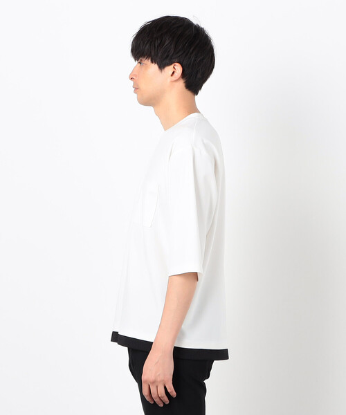 COMME CA ISM(コムサイズム)の「七分袖 フェイクレイヤード クルーネックTシャツ(Tシャツ/カットソー・メンズ・ブラック/ブルー/ネイビー/ホワイト・MEDIUM/LARGE/X-LARGE)」の18枚目の写真