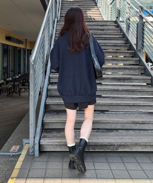 ISOOK（アイスー）の「【ISOOK / アイスー】オーバーサイズポロニット / ポロシャツ ルーズ ビックシルエット 長袖 ユニセックス 春ニット グレー アイボリー ネイビー ZOZOTOWN限定（ポロシャツ・レディース・ネイビー/アイボリー/グレー・FREE）」の9枚目の写真